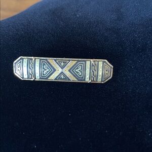 Geometric Gold and Black Brooch Toledano